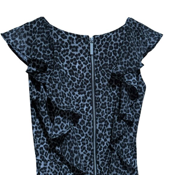 Michael Kors Cheeta Animal Print Dress Sz XS Tiered Ruffle Exposed Back Zipper - Picture 5 of 7